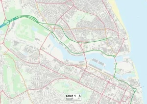 CH - Chester Prints: Wirral CH41 1 Postcode Sector Print Map