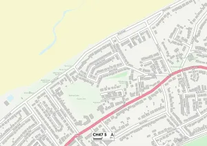 Framed Print : Wirral CH47 5 Postcode Sector Print Map Framed Print : Wirral CH47 5 Postcode Sector Print Map