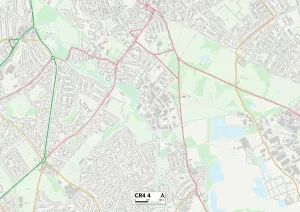 CR - Croydon Prints: Merton CR4 4 Postcode Sector Print Map