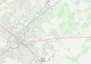 Kent CT1 1 Postcode Sector Print Map