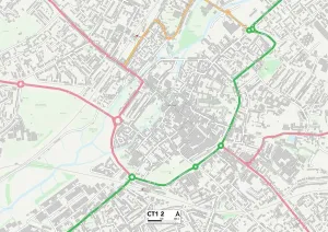 Kent CT1 2 Print Map Sector Poster