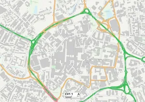 CV - Coventry Prints: Coventry CV1 1 Postcode Sector Print Map