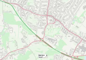 DA - Dartford Prints: DA14 6 Postcode Sector Print Map of Bexley