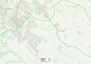 County Durham DH8 7 Print Map