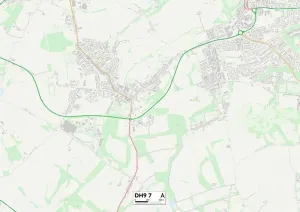 DH - Durham Prints: County Durham DH9 7 Postcode Sector Print Map