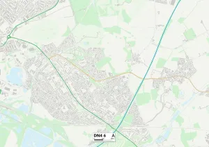 DN - Doncaster Prints: Doncaster DN4 6 Postcode Sector Print Map