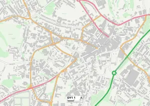 DY - Dudley Prints: Dudley DY1 1 Postcode Sector Print Map