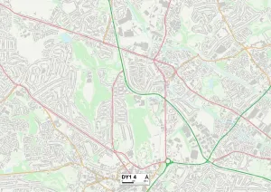 Dudley DY1 4 Postcode Sector Print Map