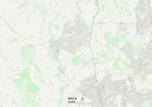 DY - Dudley Prints: Dudley DY3 4 Postcode Sector Print Map