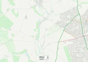 DY6 0 Postcode Sector Print Map of Dudley
