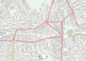E - London E Prints: Hackney E8 1 Postcode Sector Print Map