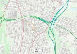 E - London E Prints: Redbridge E18 1 Postcode Sector Print Map