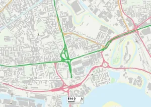 E - London E Prints: Tower Hamlets E14 0 Print Map