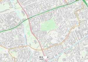 E - London E Prints: Tower Hamlets E3 4 Print Map Sector