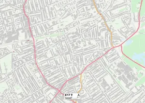 E - London E Prints: Waltham Forest E17 9 Print Map