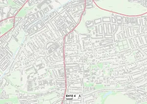 EH - Edinburgh Prints: Edinburgh EH10 4 Postcode Sector Print Map