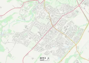 Framed Print : Midlothian EH19 2 Postcode Sector Print Map