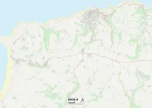 Exeter EX34 8 Postcode Sector Print Map