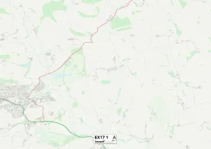 Mid Devon EX17 1 Print Map Sector