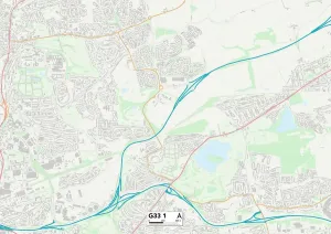 G - Glasgow Prints: Glasgow G33 1 Postcode Sector Print Map