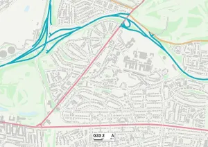 Glasgow G33 2 Postcode Sector Print Map