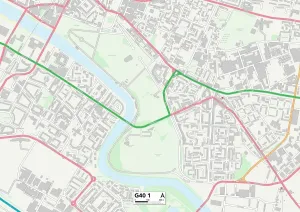G - Glasgow Prints: Glasgow G40 1 Postcode Sector Print Map