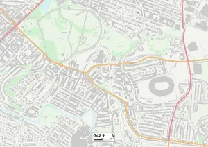 G - Glasgow Prints: Glasgow G42 9 Postcode Sector Print Map