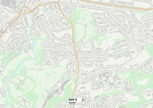 G - Glasgow Prints: Glasgow G44 5 Postcode Sector Print Map