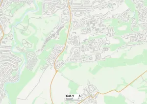 Glasgow G45 9 Postcode Sector Print Map