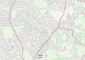 HA - Harrow Prints: Harrow HA2 0 Postcode Sector Print Map