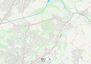 Kirklees HD2 1 Postcode Sector Print Map