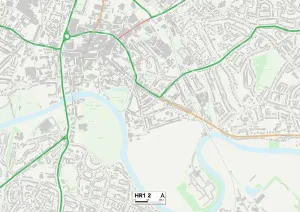 HR - Hereford Prints: Hereford HR1 2 Postcode Sector Print Map