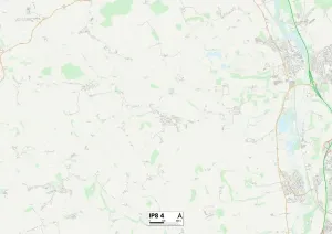 IP8 4 Postcode Sector Print Map of Babergh