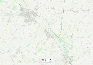 IP6 8 Postcode Sector Print Map of Mid Suffolk