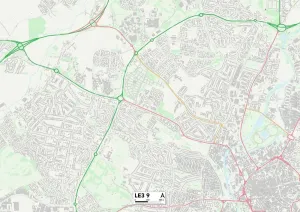 Leicester LE3 9 Postcode Sector Print Map