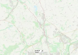 LL12 9 Print Map of Wrexham Postcode Sector