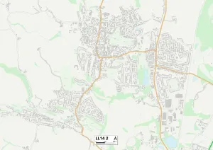 LL - Llandudno Prints: Wrexham LL14 2 Postcode Sector Map Print