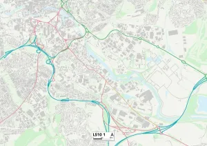 LS - Leeds Prints: LS10 1 Postcode Sector Print Map of Leeds