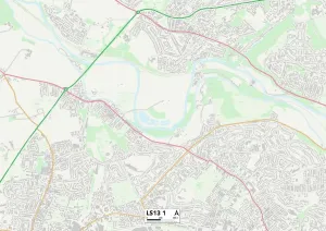 LS13 1 Print Map of Leeds Postcode Sector