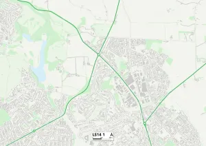 LS - Leeds Prints: Leeds LS14 1 Postcode Sector Print Map