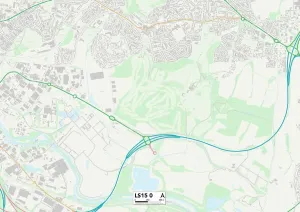 LS - Leeds Prints: Leeds LS15 0 Postcode Sector Print Map