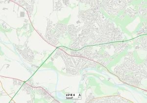 Leeds LS18 4 Postcode Sector Print Map