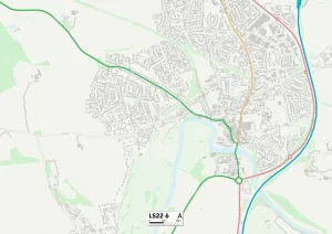 LS - Leeds Prints: Leeds LS22 6 Postcode Sector Print Map