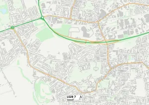 LS - Leeds Prints: Leeds LS28 7 Postcode Sector Print Map