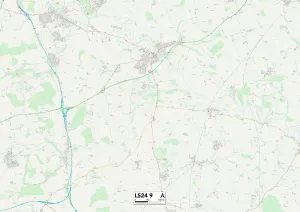 LS - Leeds Prints: LS24 9 Postcode Sector Print Map of Selby