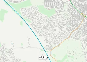 LU - Luton Prints: Luton LU1 5 Postcode Sector Print Map
