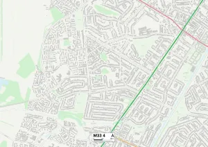 Trafford M33 4 Postcode Sector Print Map