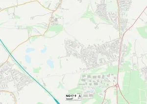 NG17 9 Print Map of Ashfield Nottingham Area