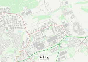 NN - Northampton Prints: Corby NN17 5 Postcode Sector Print Map