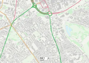 OL - Oldham Prints: Oldham OL8 1 Postcode Sector Print Map